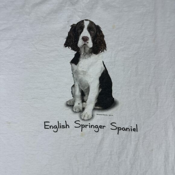 English Springer Spaniel Shirt Mens Large White Dog Graphic Delta Impulse Wear - Picture 3 of 11